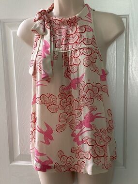 Maeve Anthropologie Elata floral bird Cottagecore coquette whimsy blouse 2